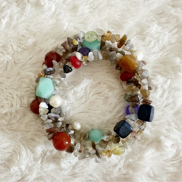Semi Precious Gemstone Wire Bracelet - Picture 2 of 3